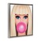 Stupell Industries Blonde Girl & Bubblegum Framed Floater Canvas Wall Art Design by Nataly White